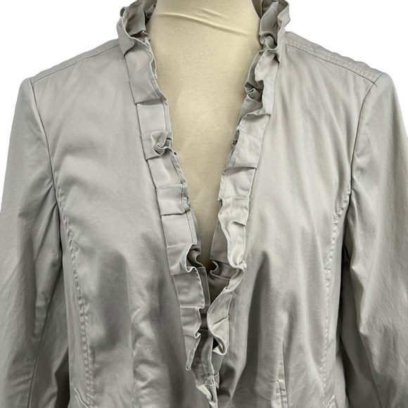 🦋 TALBOTS Tan ruffled one button blazer 14WP - Picture 2 of 4